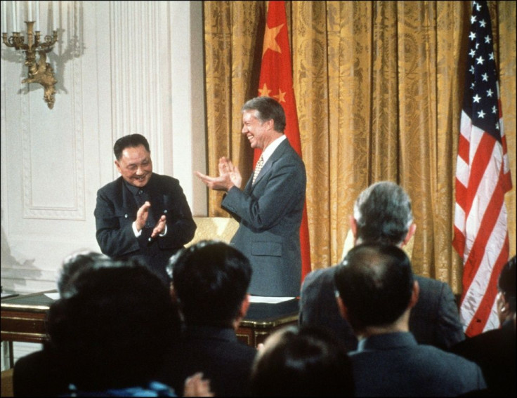 President Jimmy Carter welcomes Chinese leader Deng Xiaoping to the White House in January 1979 for the establishment of diplomatic relations