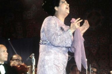 Legendary Egyptian singer Umm Kulthum during a concert in Cairo, in a picture dated mid-1960s