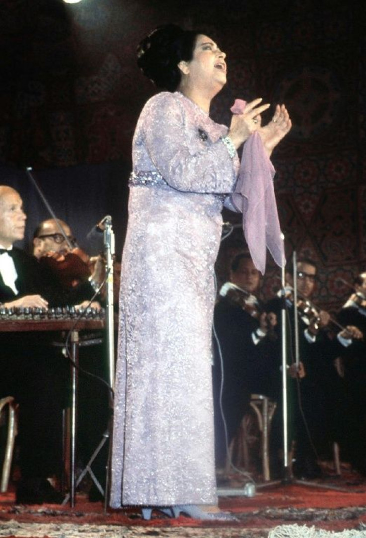Legendary Egyptian singer Umm Kulthum during a concert in Cairo, in a picture dated mid-1960s