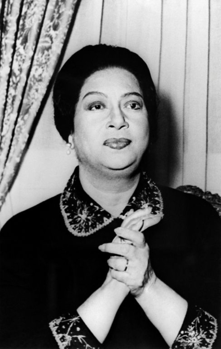 Egyptian singer Umm Kulthum, one of the Arab world's most revered singers, in the mid-1960s