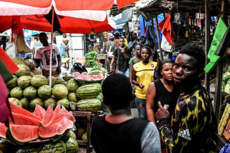 Masks and distancing not required: A market in Dar es Salaam in mid-April