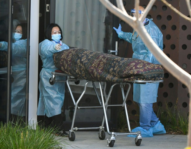 The body of a resident is removed from the Epping Gardens care home. Nursing homes in Melbourne have been at the centre of a recent outbreak, with more than 800 infections among residents and staff
