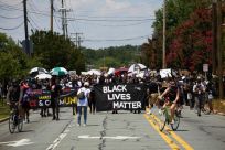 The UN Human Rights Committee said that "worldwide protests in support of Black Lives Matter," such as this one in Graham, North Carolina on July 11, 2020, have underscored the importance of the right to peaceful assembly
