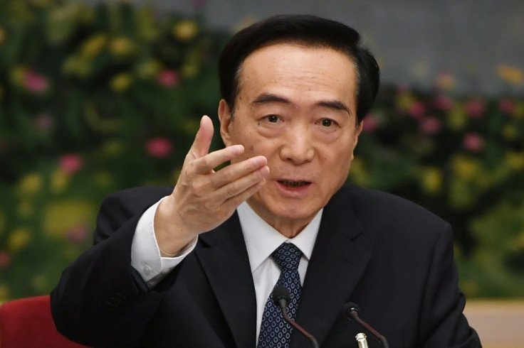 Xinjiang's Communist Party chief Chen Quanguo, seen here in March 2019, has been hit by US sanctions as Washington steps up pressure over treatment of the Uighur community