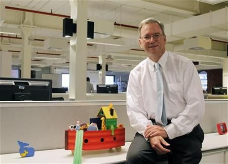 Google CEO Eric Schmidt poses during an interview with Reuters at Google's headquarters in Buenos Aires