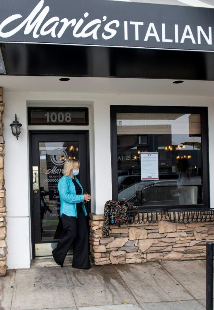 Madelyn Alfano owner of Maria's Italian Kitchen leaves her  restaurant now closed due to Covid 19 pandemic, on July 28, 2020, in Santa Monica, California.