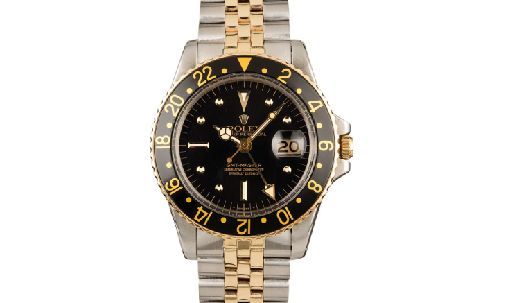 25 Vintage Rolex Mens GMT-Master 1675 Black 'Nipple' Dial