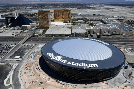 An aerial view of the Las Vegas Raiders' Allegiant Stadium. The team has said fans will be barred from the venue this season due to the coronavirus