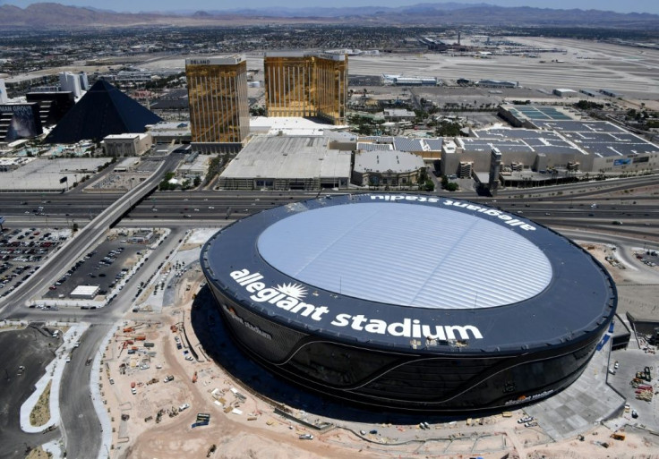 An aerial view of the Las Vegas Raiders' Allegiant Stadium. The team has said fans will be barred from the venue this season due to the coronavirus