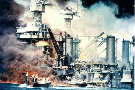 A photo from the National Archives of the Japanese December 7, 1941 attack on Pearl Harbor, Hawaii