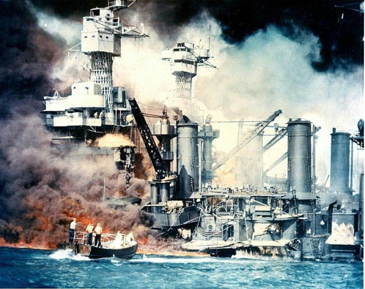 A photo from the National Archives of the Japanese December 7, 1941 attack on Pearl Harbor, Hawaii