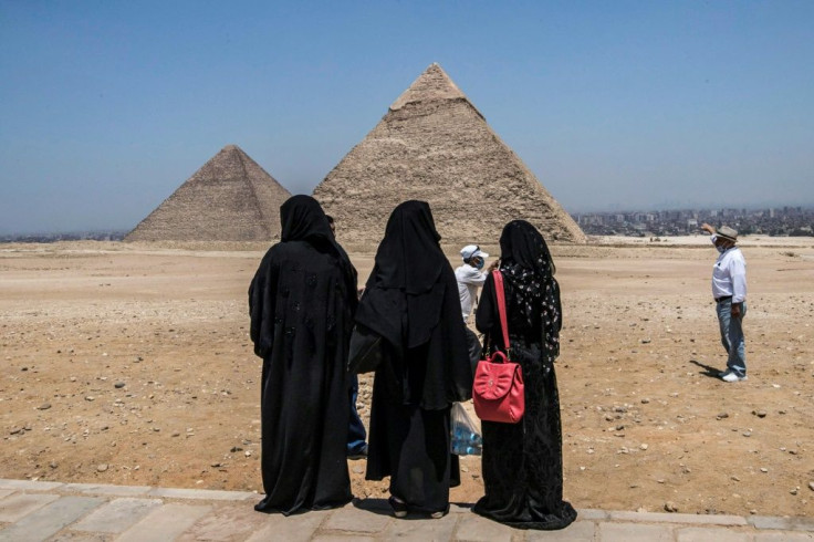 The Giza Pyramids on the southwestern outskirts of the Egyptian capital Cairo