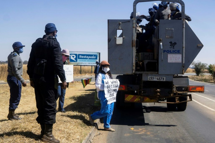 Novelist Dangarembga is arrested during an anti-corruption protest march on July 31