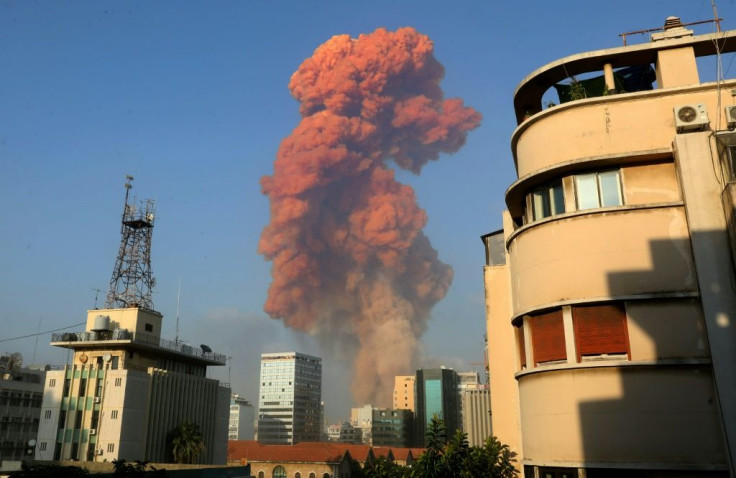 The blast in Beirut's port area sent a huge plume of smoke into the sky