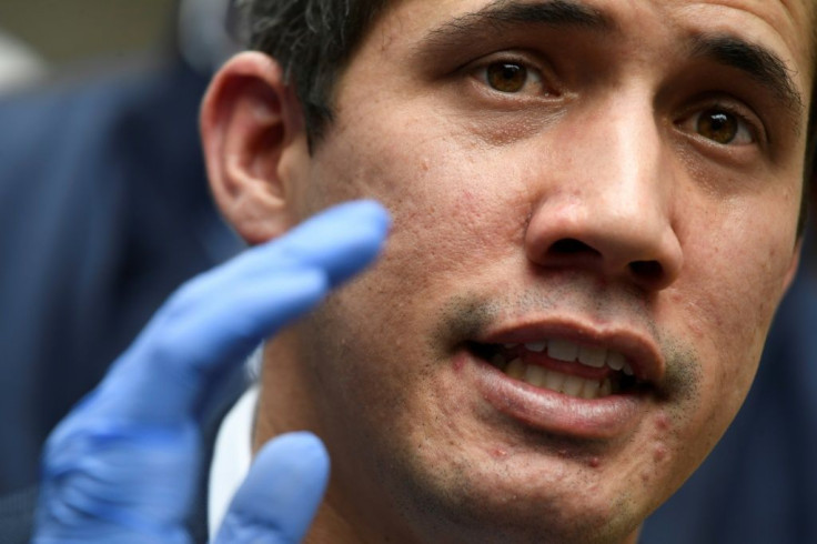 The United States is voicing hope that international support will remain for Venezuelan opposition leader and self-proclaimed acting president Juan Guaido, seen here delivering a press conference in June 2020 in Caracas