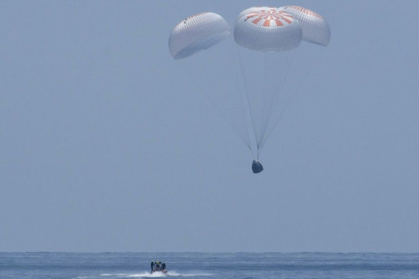 The SpaceX Crew Dragon Endeavour floats down to the Gulf of Mexico on August 2, 2020