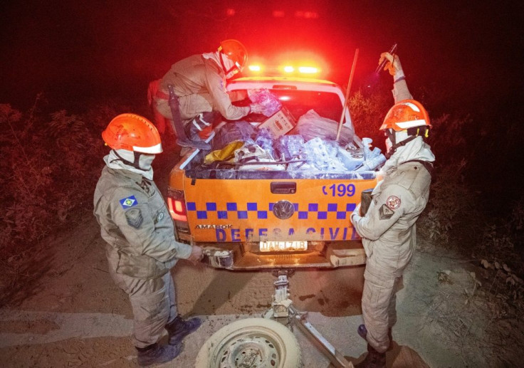 Firefighters prepare to fight forest fires in Pocone, Pantanal region, Mato Grosso State, Brazil on July 31, 2020