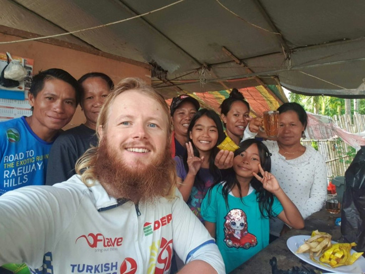 Bardelis made stops along the way, meeting up with locals, including on Sulawesi island, Indonesia