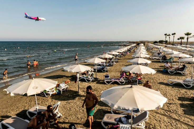 A Wizz Air Airbus A320-232 aircraft on its descent to Cyprus' Larnaca International Airport on the day the holiday island reopened its borders to British tourists