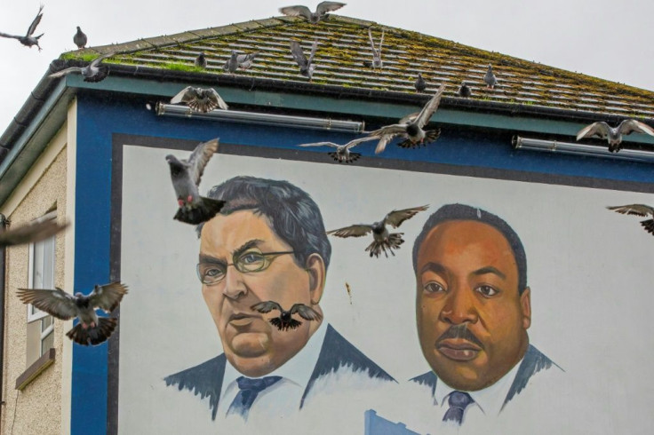 Wall of honour: A mural in Londonderry depicting John Hume and other Nobel laureates, including Martin Luther King