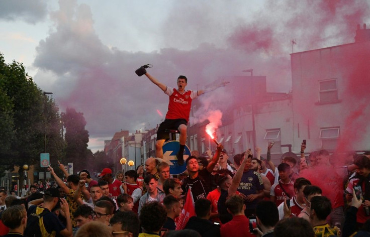 Even with the stadium closed, Arsenal fans celebrated outside the Emirates stadium in north London when their team won the English FA Cup earlier this month