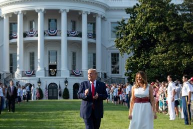 US President Donald Trump, seen here with his wife Melania on the White House's South Lawn, may accept the Republican Party's nomination from the presidential residence
