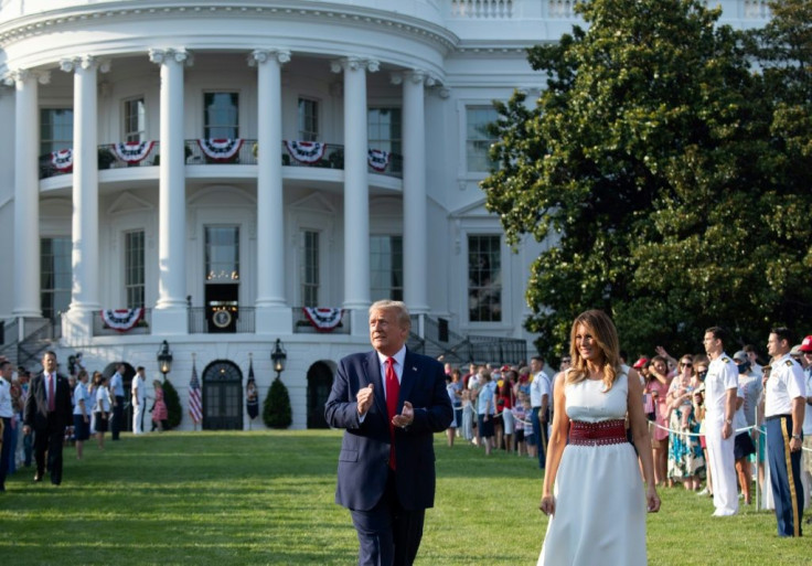 US President Donald Trump, seen here with his wife Melania on the White House's South Lawn, may accept the Republican Party's nomination from the presidential residence