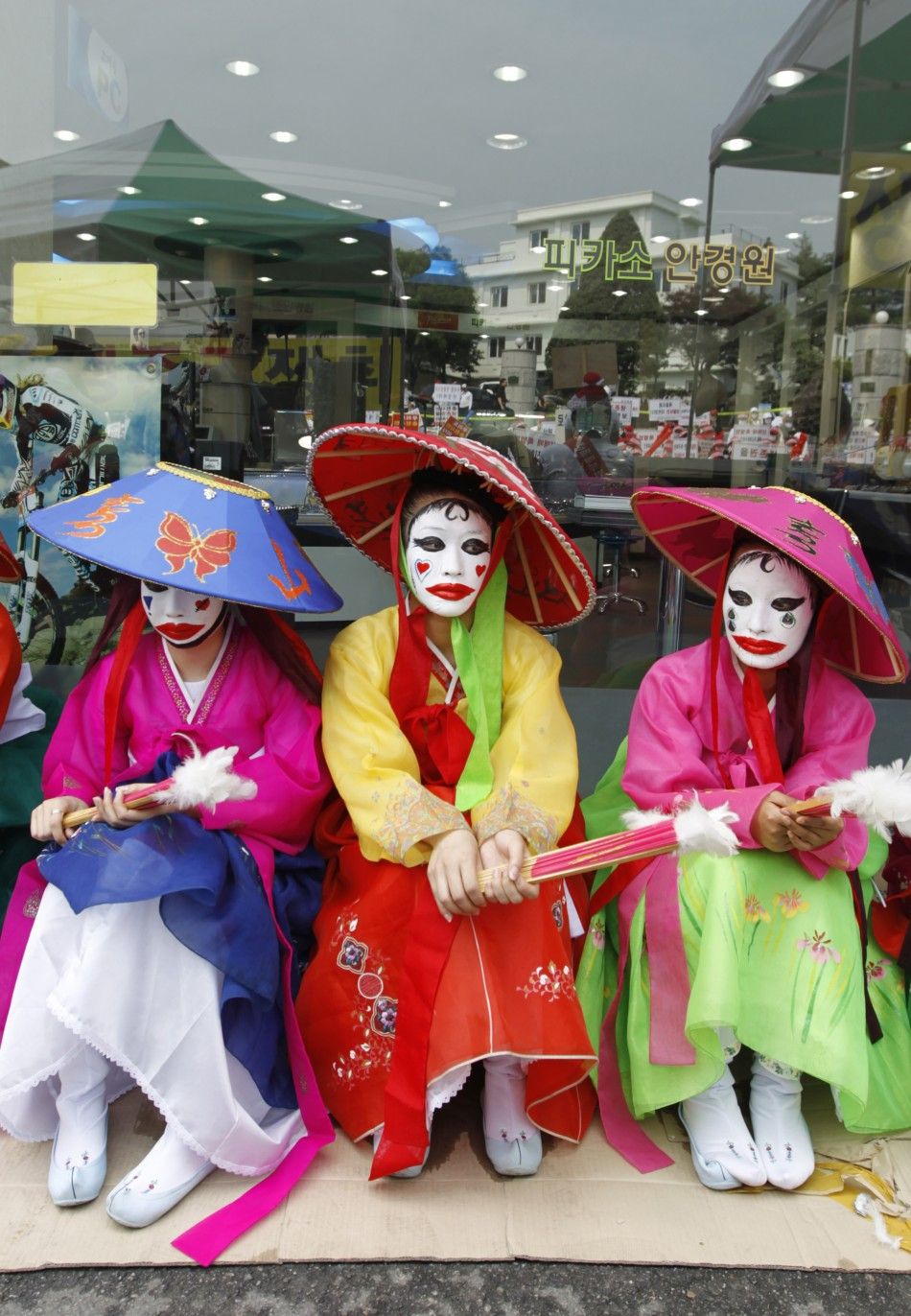 Face-painted prostitutes protest for police039s crackdown on brothels