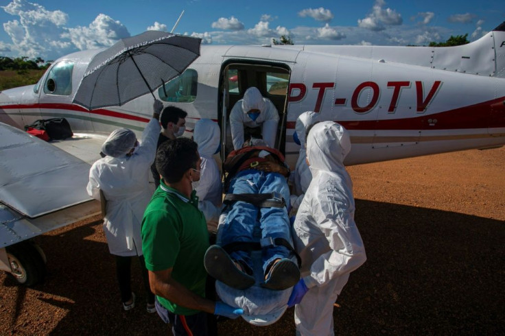 Brazil's Amazonian indigenous communities often lack the medical resources needed to handle COVID-19 -- here in July 2020, a coronavirus patient was airlifted to a hospital