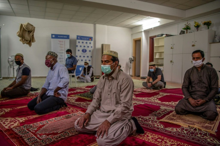 Muslims praying at an Athens mosque