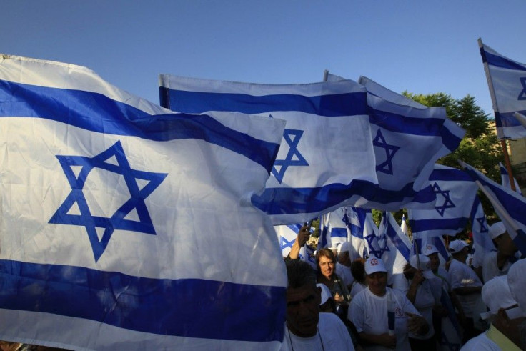 Israelis wave national flags