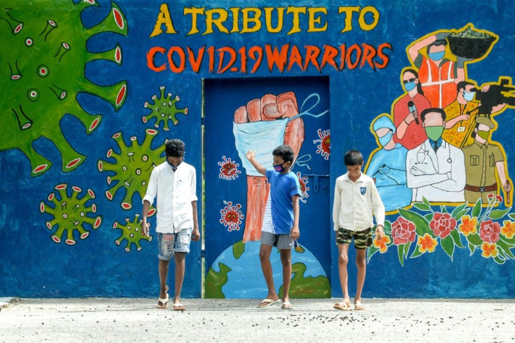 A mural dedicated to frontline workers fighting against the spread of the COVID-19 coronavirus, in Chennai