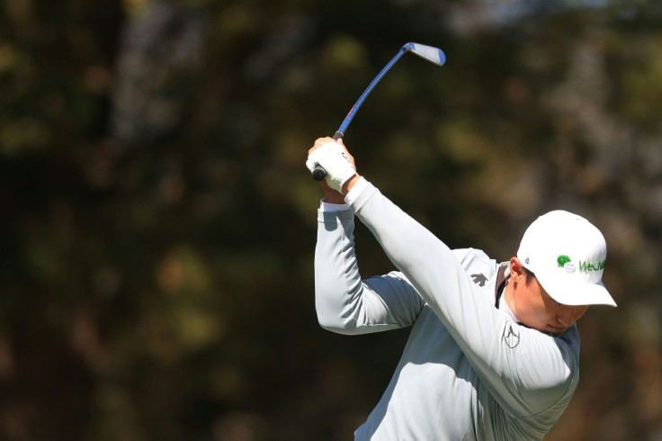 Li Haotong of China plays his shot from the 15th tee during the second round of the 2020 PGA Championship at TPC Harding Park