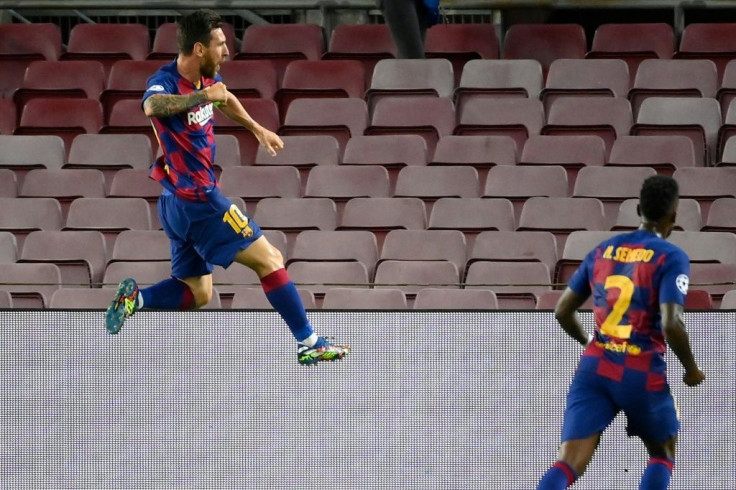 Lionel Messi scored Barcelona's second goal against Napoli on Friday.