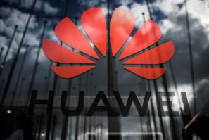 The logo of Chinese telecom giant Huawei is pictured during Europe's largest tech fair, the Web Summit, in Lisbon in November 2019 amid US efforts to shun the company