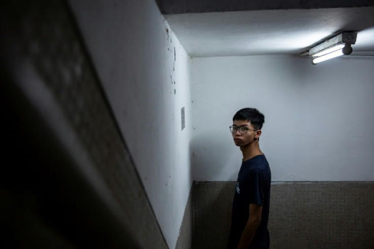 Tony Chung in the stairwell where he says police from the national security unit took him after he was detained