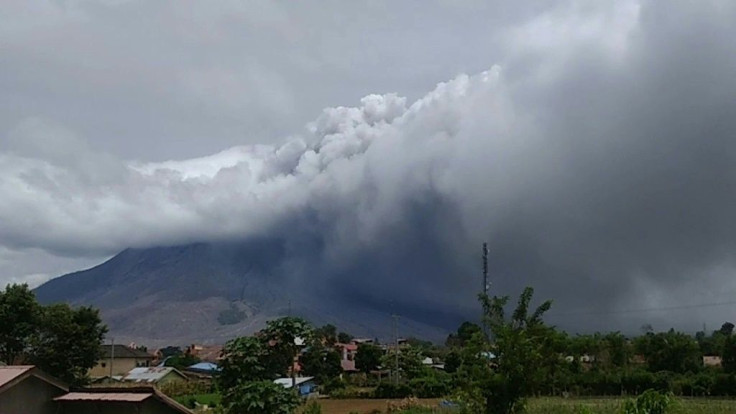 IMAGES Indonesia's Mount Sinabung erupts, belching a massive column of ash and smoke 5,000 metres (16,400 feet) into the air and coating local communities in debris. The volcano on Sumatra island has been rumbling since 2010 and saw a deadly eruption in 2