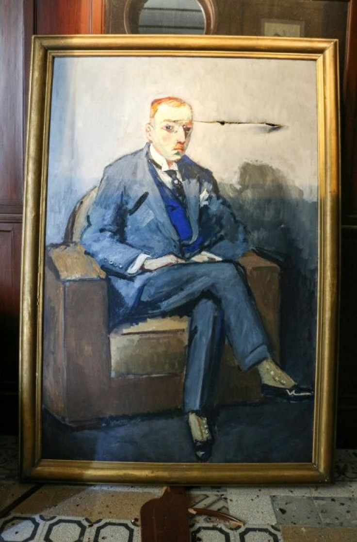 A circa-1930 portrait of Nicolas Sursock, painted by renowned Dutch-French artist Kees Van Dongen, was among the damaged artworks