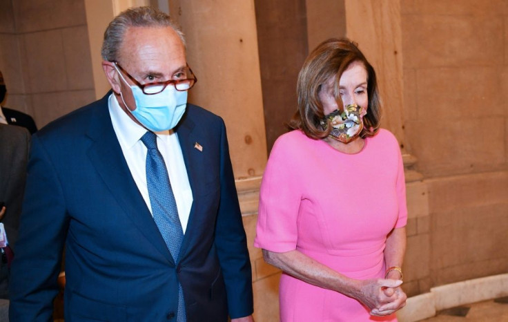 Schumer (L) and Pelosi have dismissed Trump's unilateral extension of a virus relief package