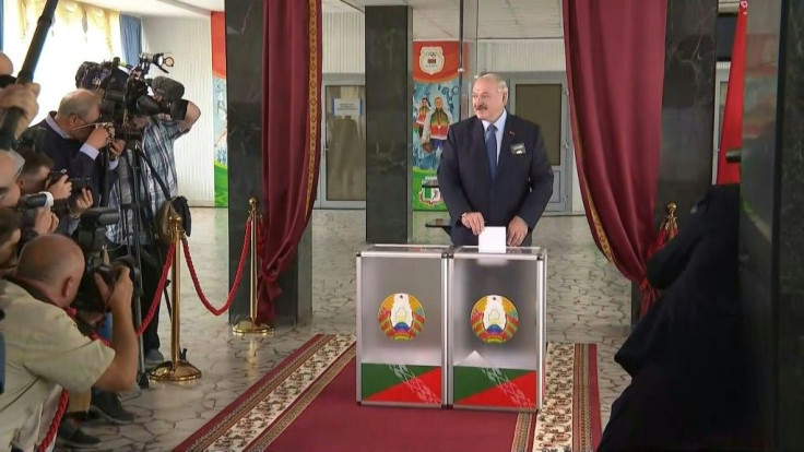 IMAGESPresident Alexander Lukashenko casts his vote for the Belarusian presidential election. The strongman is running for a sixth term against a rising star of the opposition Svetlana Tikhanovskaya.