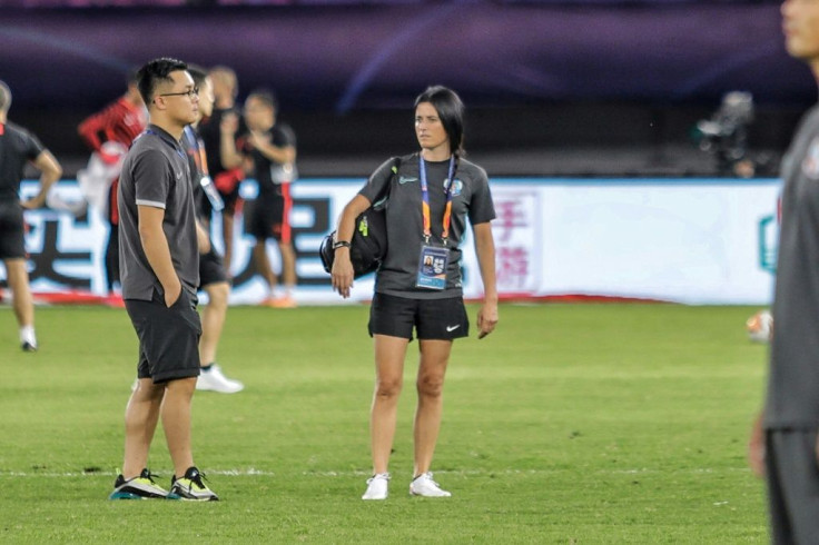 Erica Hernandez of Qingdao Huanghai is thought to be the first and only female physio in the upper tiers of Chinese football