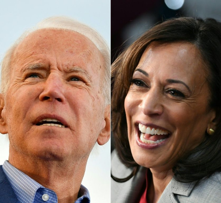 This combination of file photos created on March 8, 2020 shows Democratic presidential candidate Joe Biden and California Senator Kamala Harris