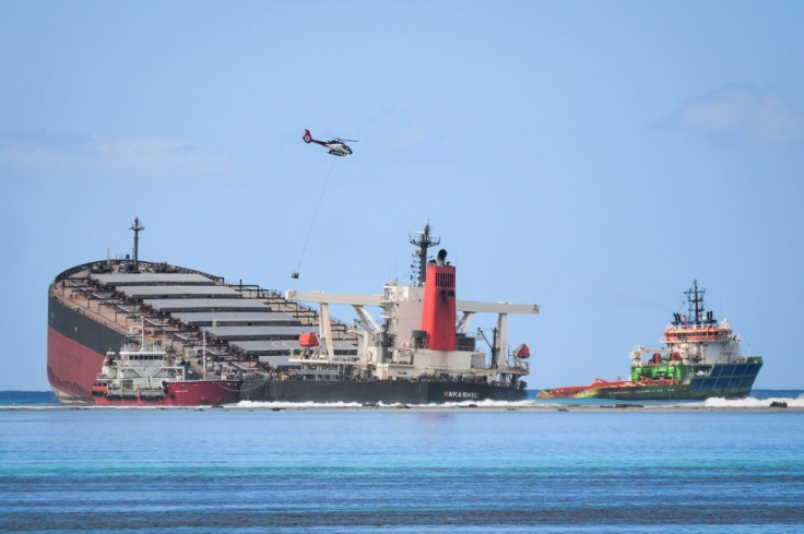 The MV Wakashio ran aground off Mauritius in July and is leaking fuel into the island's pristine coral-filled waters