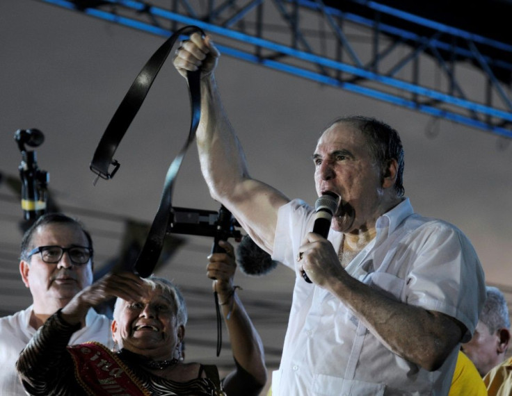 Dismissed Ecuadorean president (August 1996-February 1997) Abdala Bucaram speaks during a political rally after 20 years of exile in Panama, in Guayaquil, Ecuador on June 17, 2107
