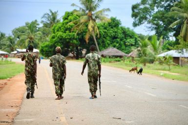 Mozambique soldiers patrol the northern town of Mocimboa da Praia, which has been reportedly taken over by jihadists