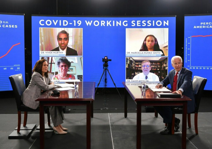 Democratic US presidential hopeful Joe Biden and his running mate Kamala Harris received a virtual briefing on COVID-19 from health experts