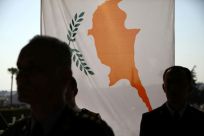 The Cyprus flag during a memorial ceremony in Nicosia for the fallen during the 1974 Turkish invasion