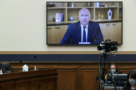 Amazon CEO Jeff Bezos testifies virtually before the US House Judiciary Subcommittee on Antitrust, Commercial and Administrative Law in Washington on July 29, 2020