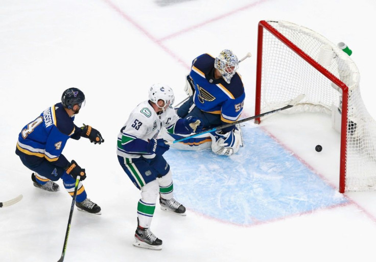 Vancouver's Bo Horvat scores the game winner in overtime in the Canucks' 4-3 NHL playoff victory over the St. Louis Blues
