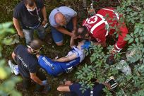 Belgium rider Remco Evenepoel's season is over after plunging into a ravine on the Tour of Lombardy.